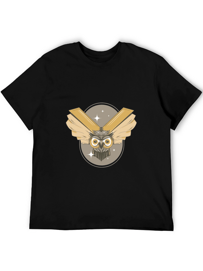 Mens Black Owl Graphic Tee