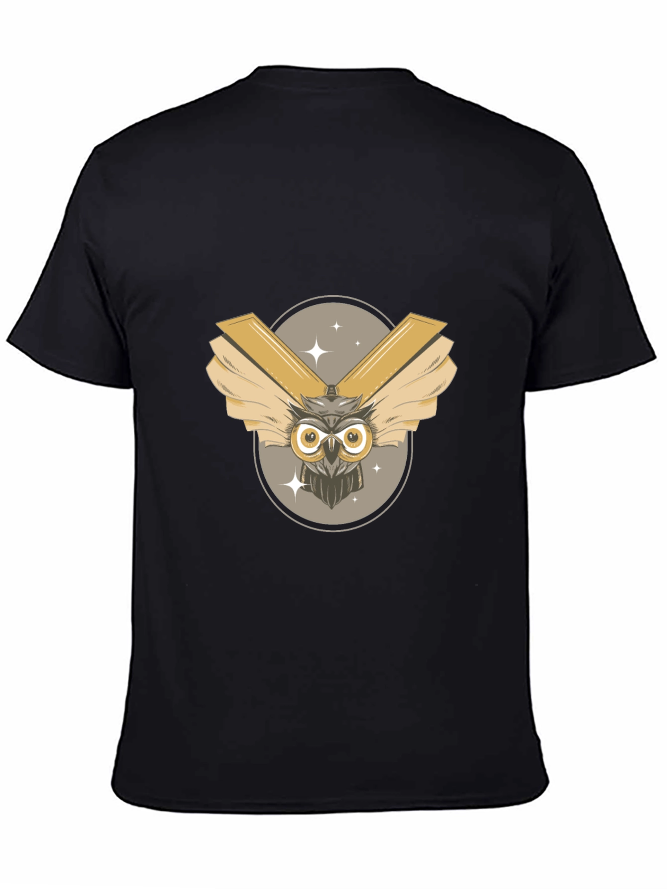 Mens Black Owl Graphic Tee