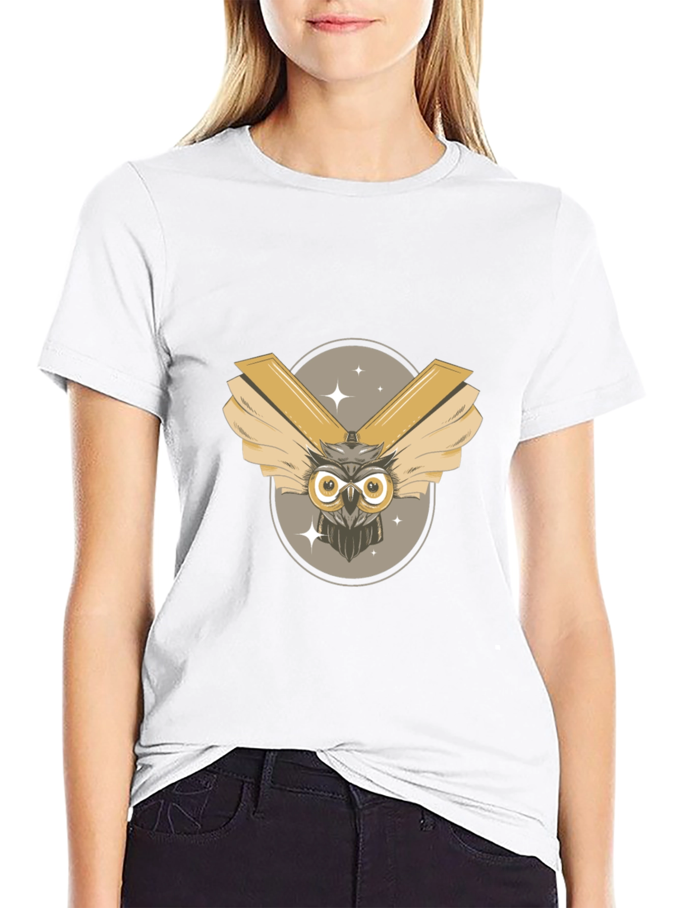 Mens Black Owl Graphic Tee