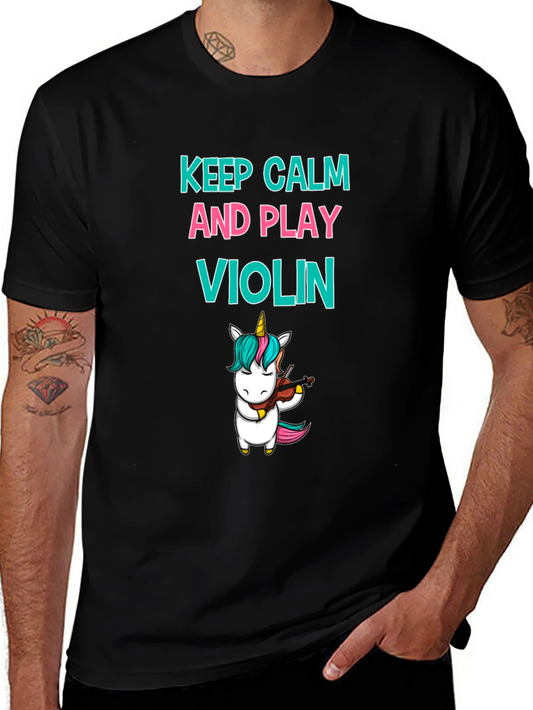 Keep Calm and Play Violin Unicorn T-Shirt