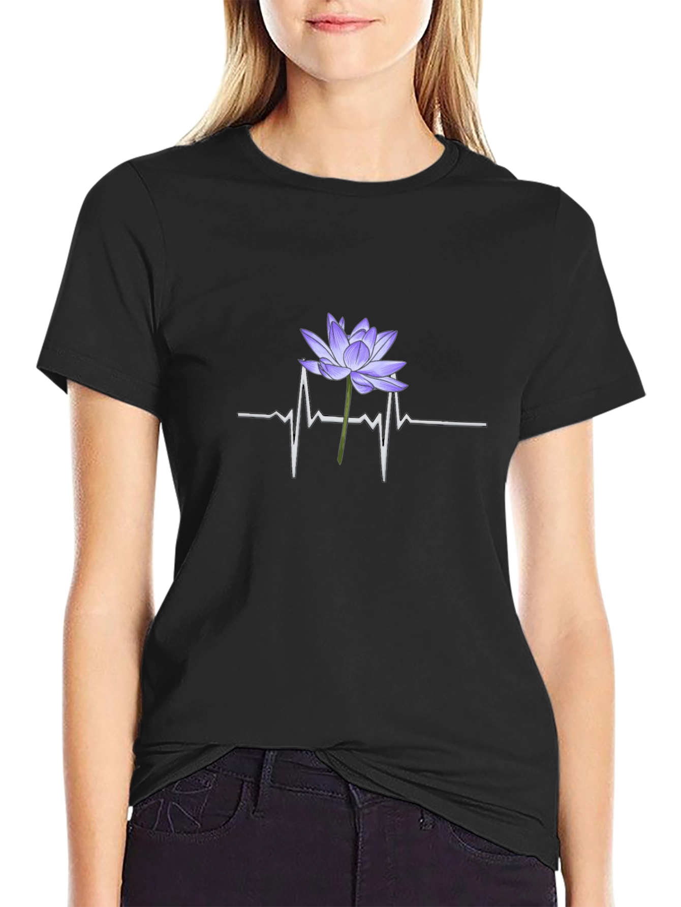 Lotus Heartbeat Graphic Tee - Black
