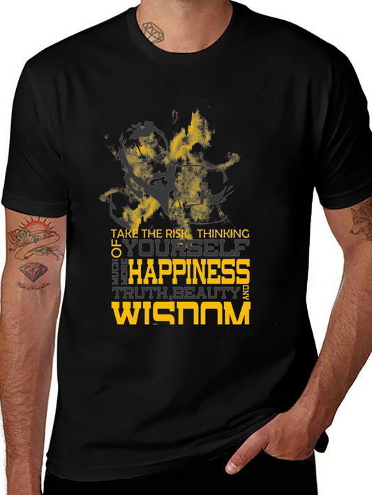 Motivational Graphic Tee - Risk Happiness Wisdom