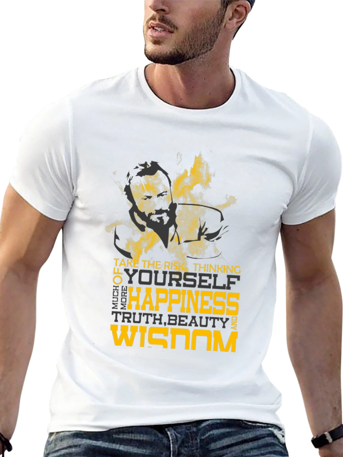 Motivational Graphic Tee - Risk Happiness Wisdom