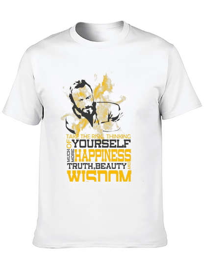 Motivational Graphic Tee - Risk Happiness Wisdom