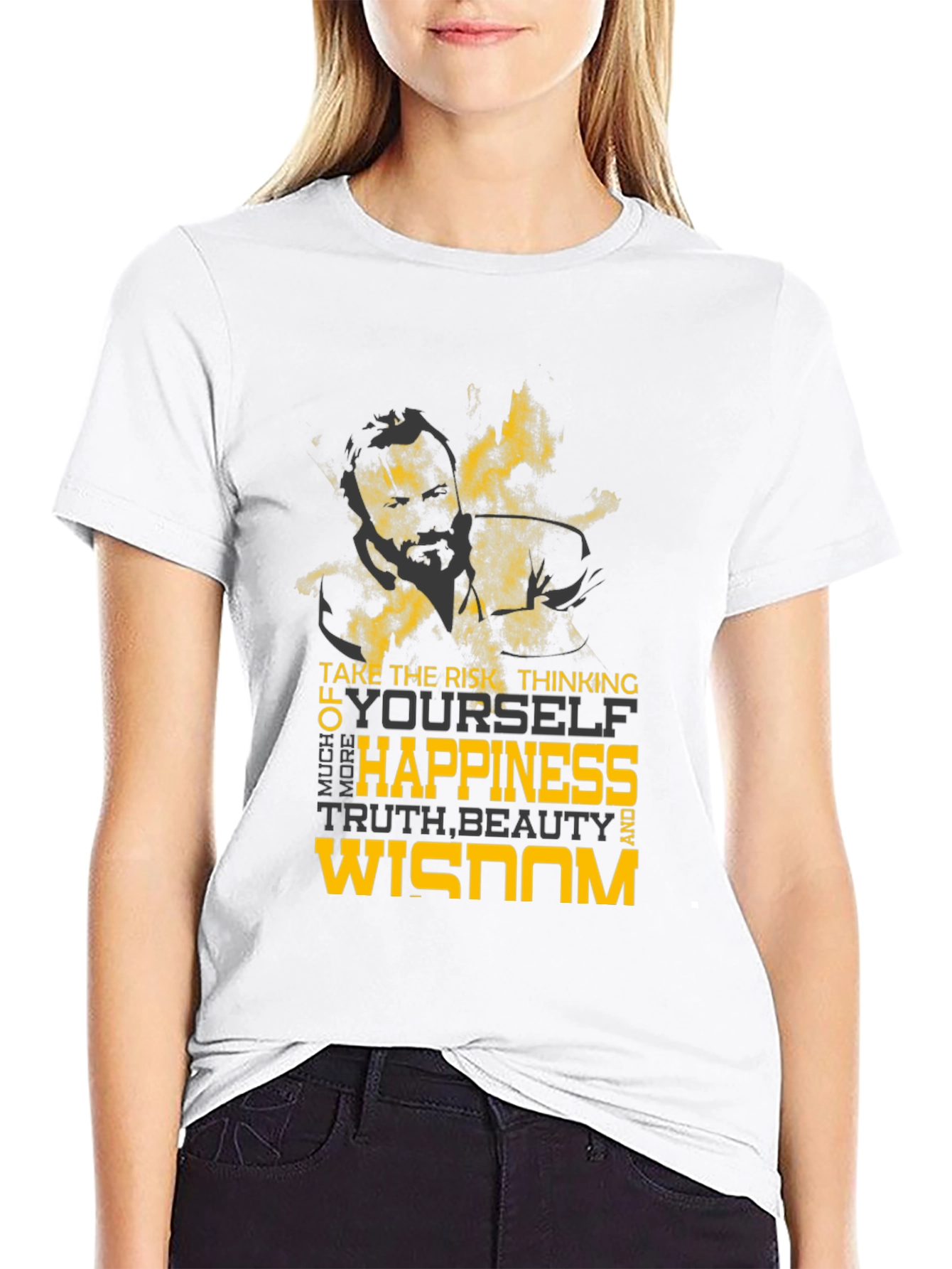 Motivational Graphic Tee - Risk Happiness Wisdom