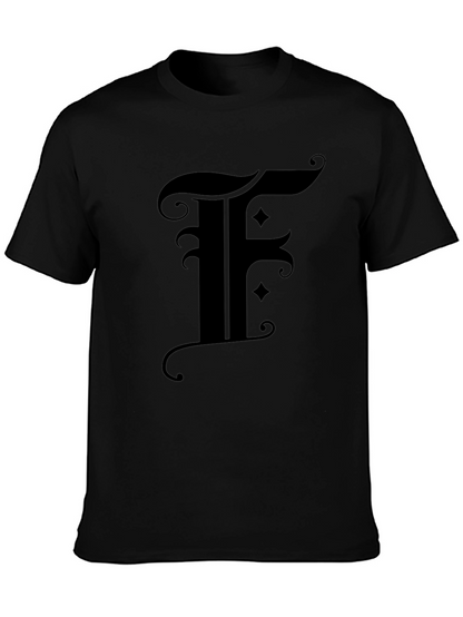Gothic Initial F Black T-Shirt