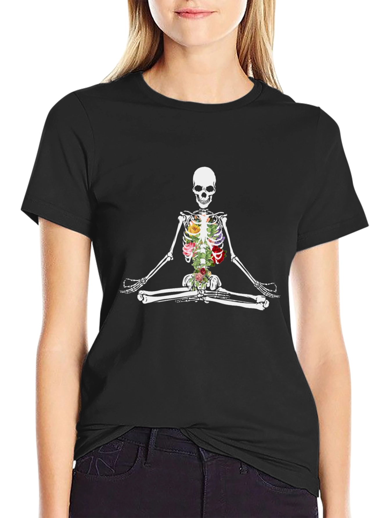 Floral Skeleton Meditation T-Shirt