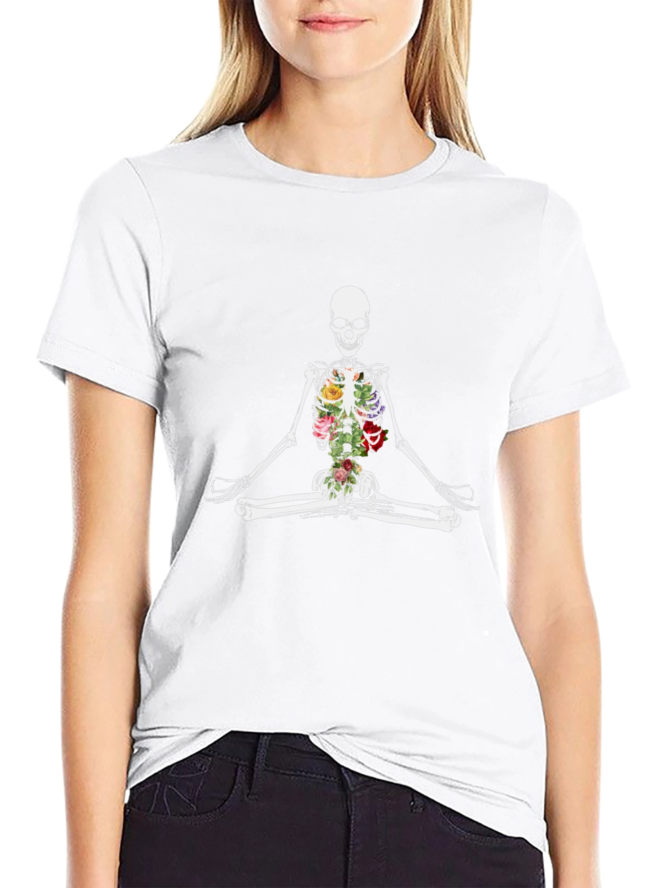 Floral Skeleton Meditation T-Shirt