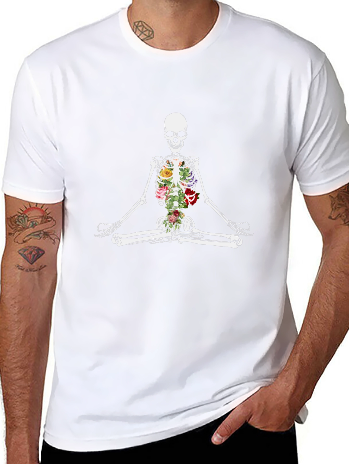 Floral Skeleton Meditation T-Shirt