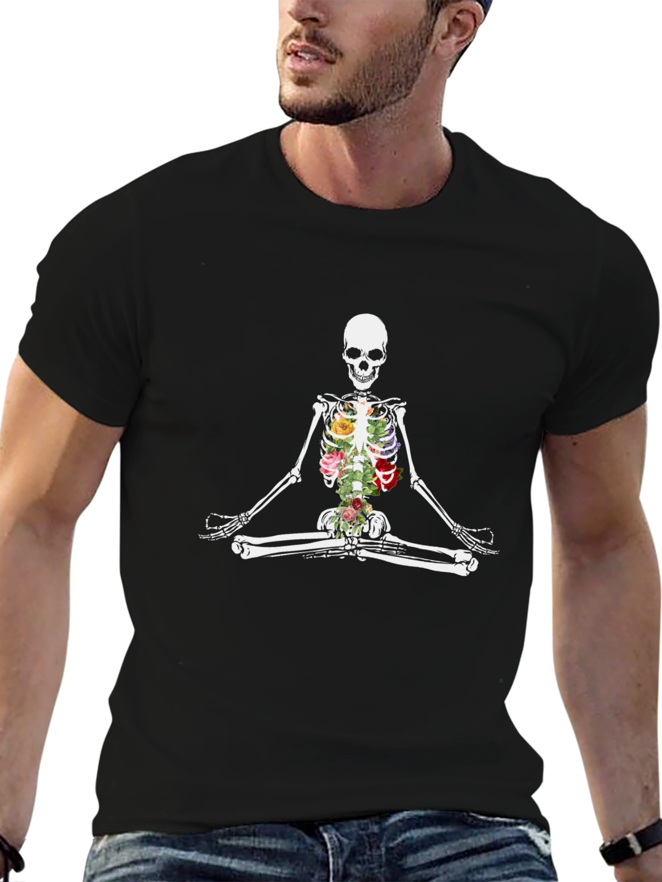 Floral Skeleton Meditation T-Shirt