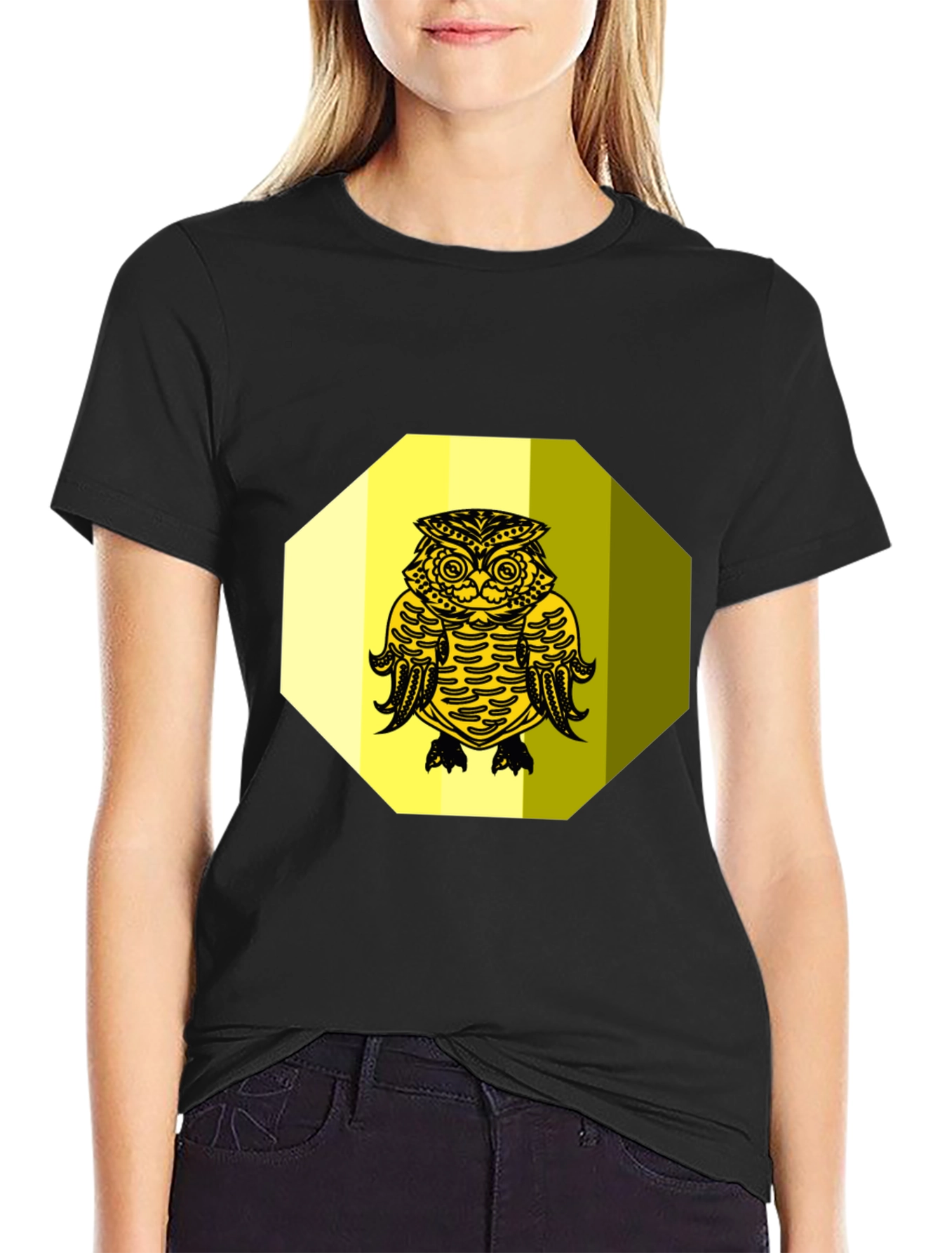 Owl Graphic Tee - Black Cotton Blend