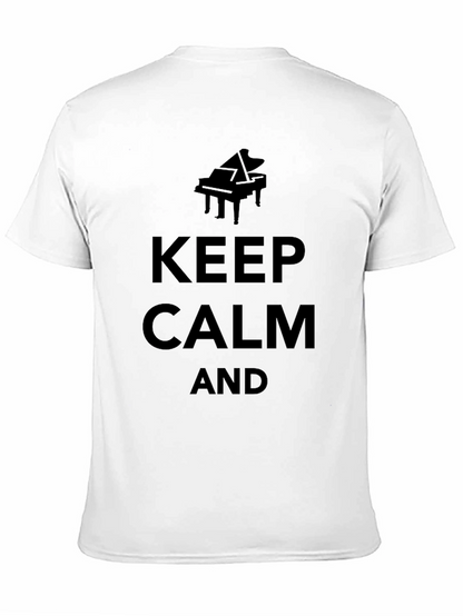Keep Calm and Play Piano - Black T-Shirt