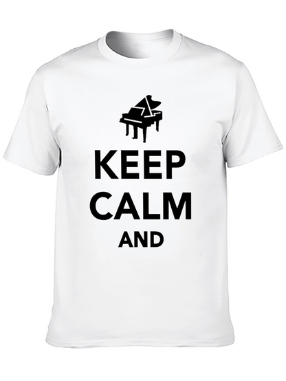 Keep Calm and Play Piano - Black T-Shirt