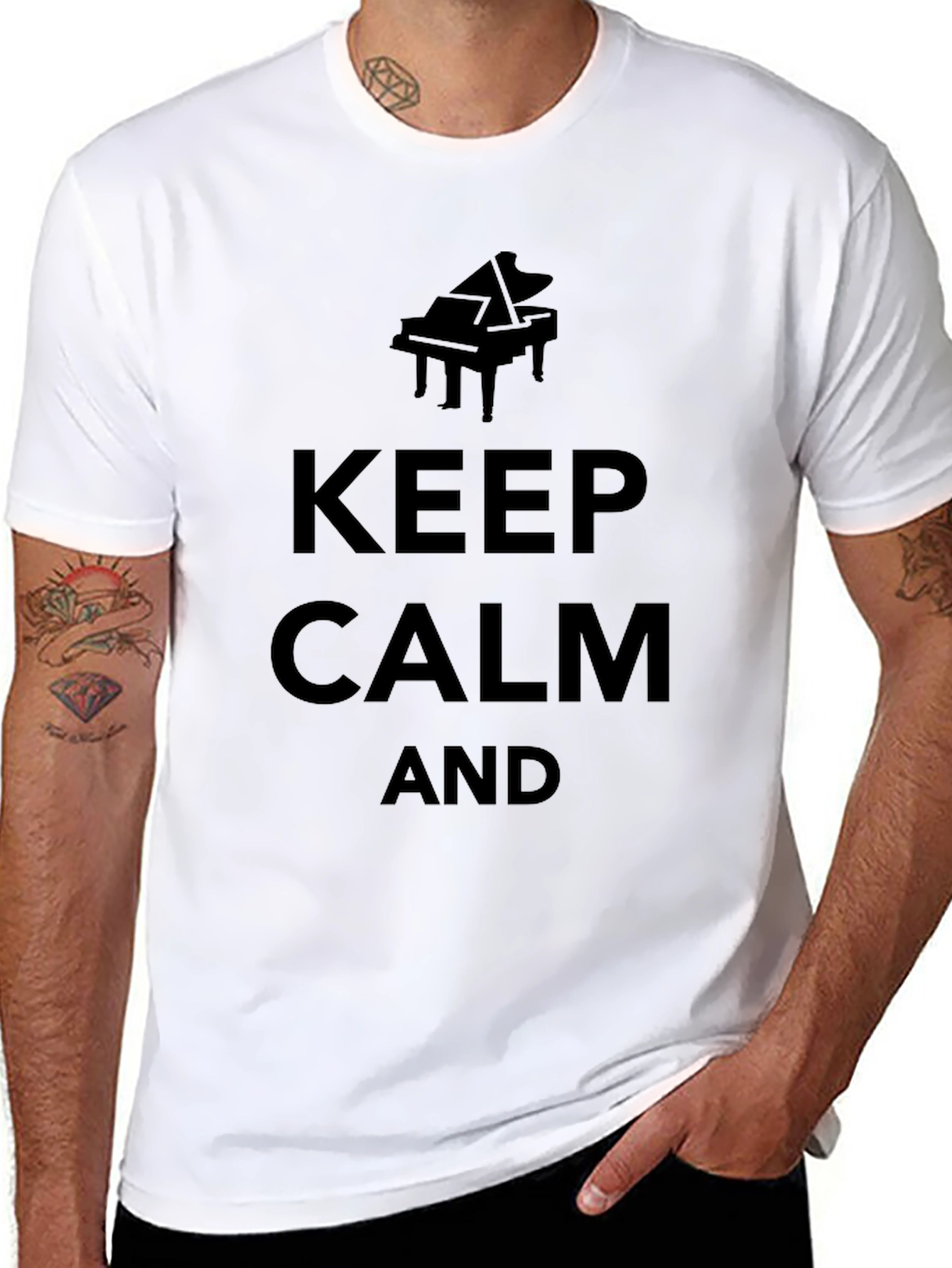 Keep Calm and Play Piano - Black T-Shirt