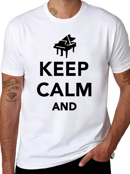 Keep Calm and Play Piano - Black T-Shirt