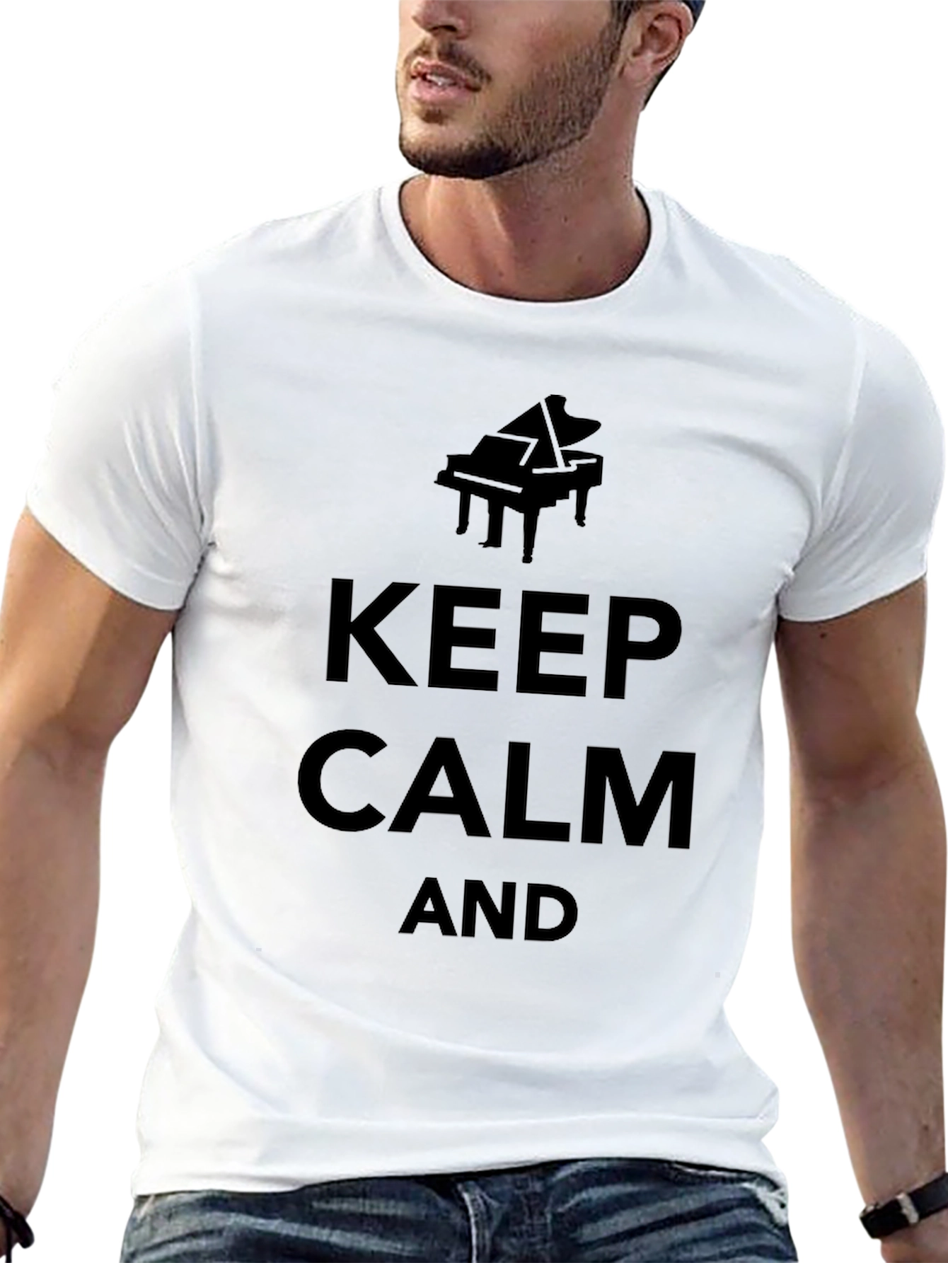 Keep Calm and Play Piano - Black T-Shirt
