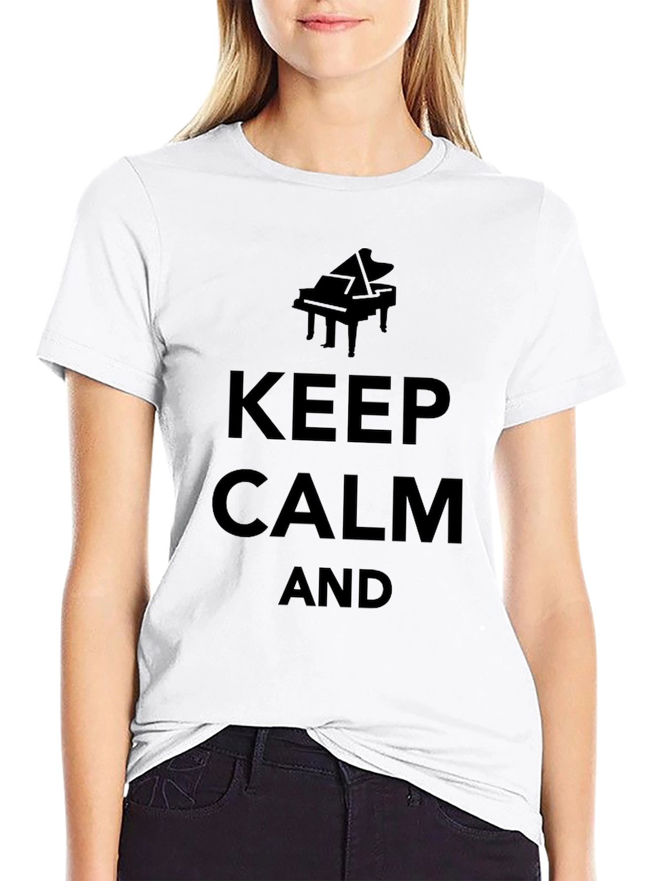 Keep Calm and Play Piano - Black T-Shirt
