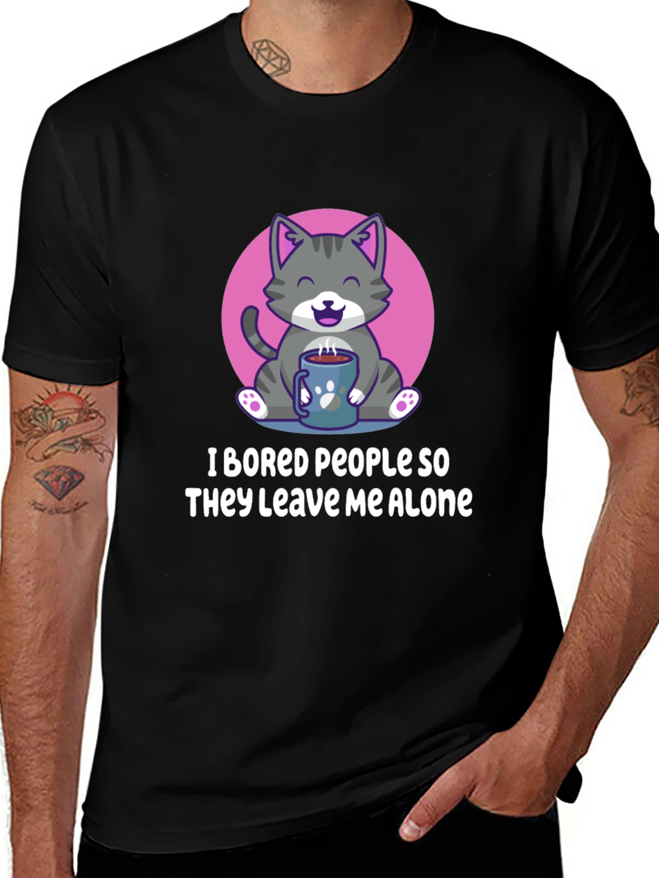 Funny Cat I Bored People Graphic Tee