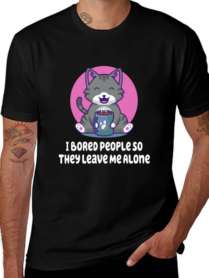 Funny Cat I Bored People Graphic Tee
