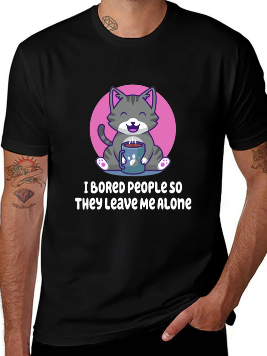 Funny Cat I Bored People Graphic Tee