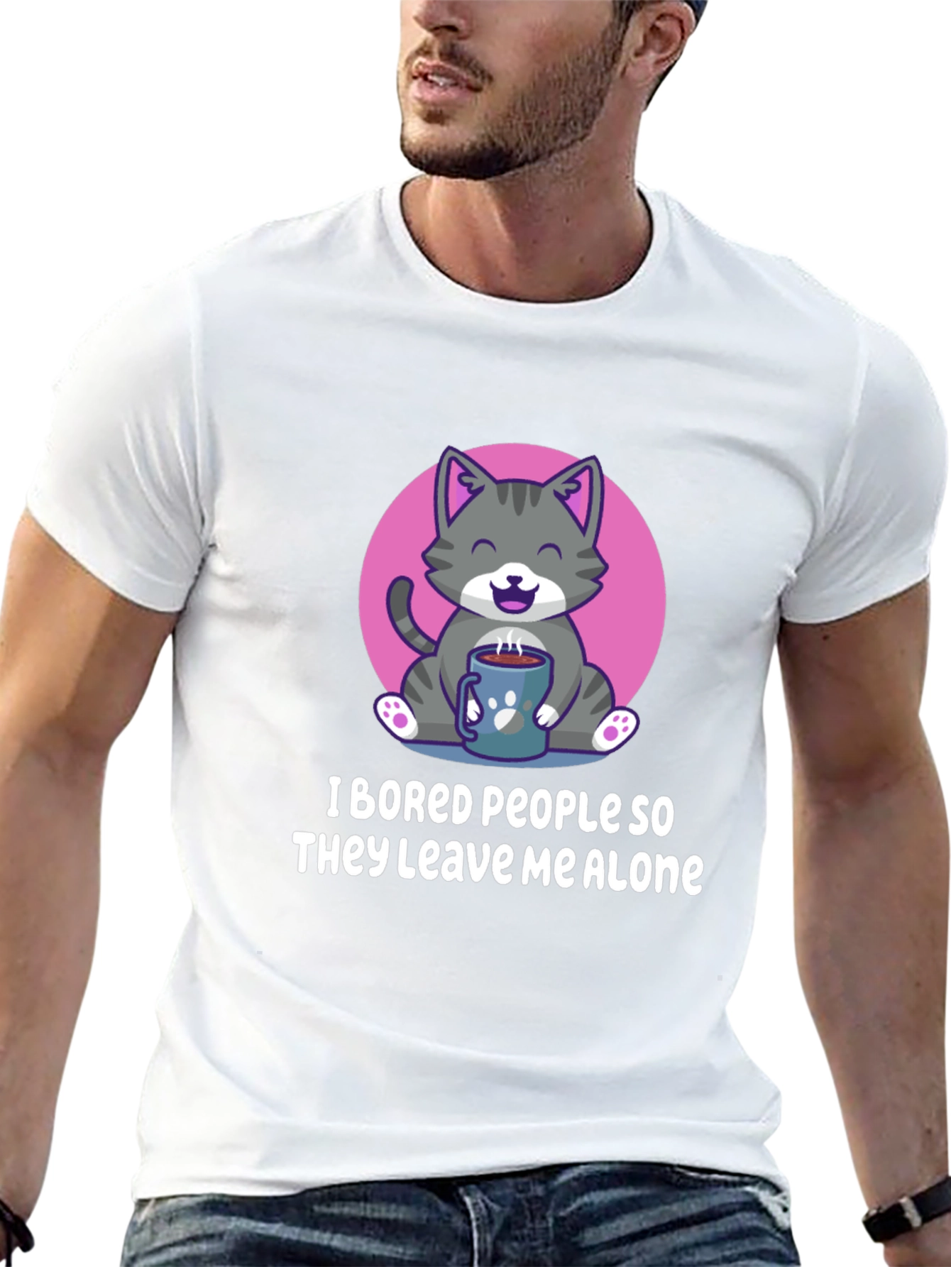 Funny Cat I Bored People Graphic Tee