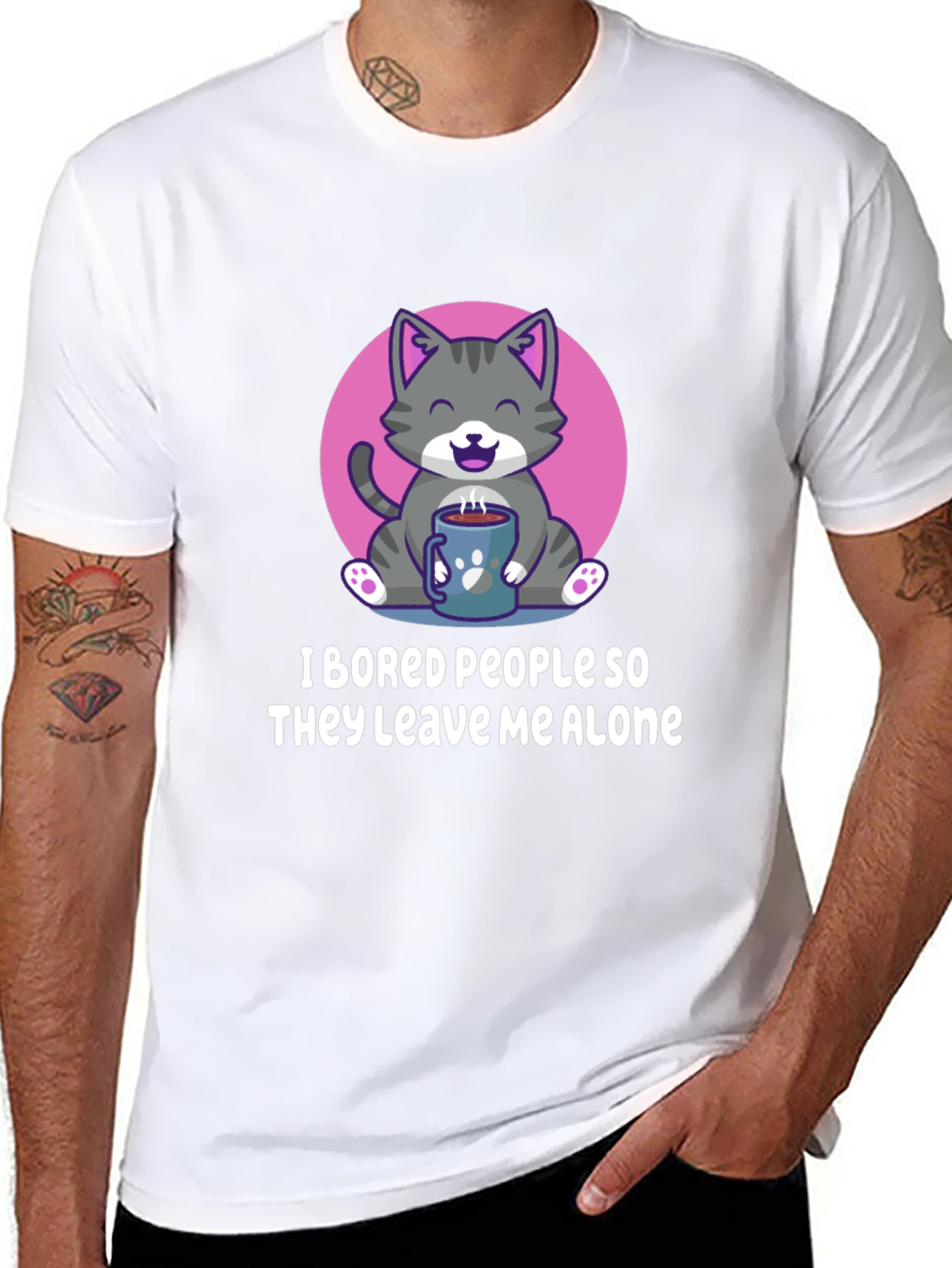 Funny Cat I Bored People Graphic Tee