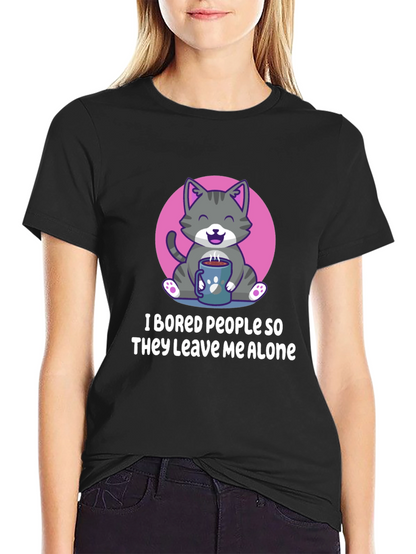 Funny Cat I Bored People Graphic Tee
