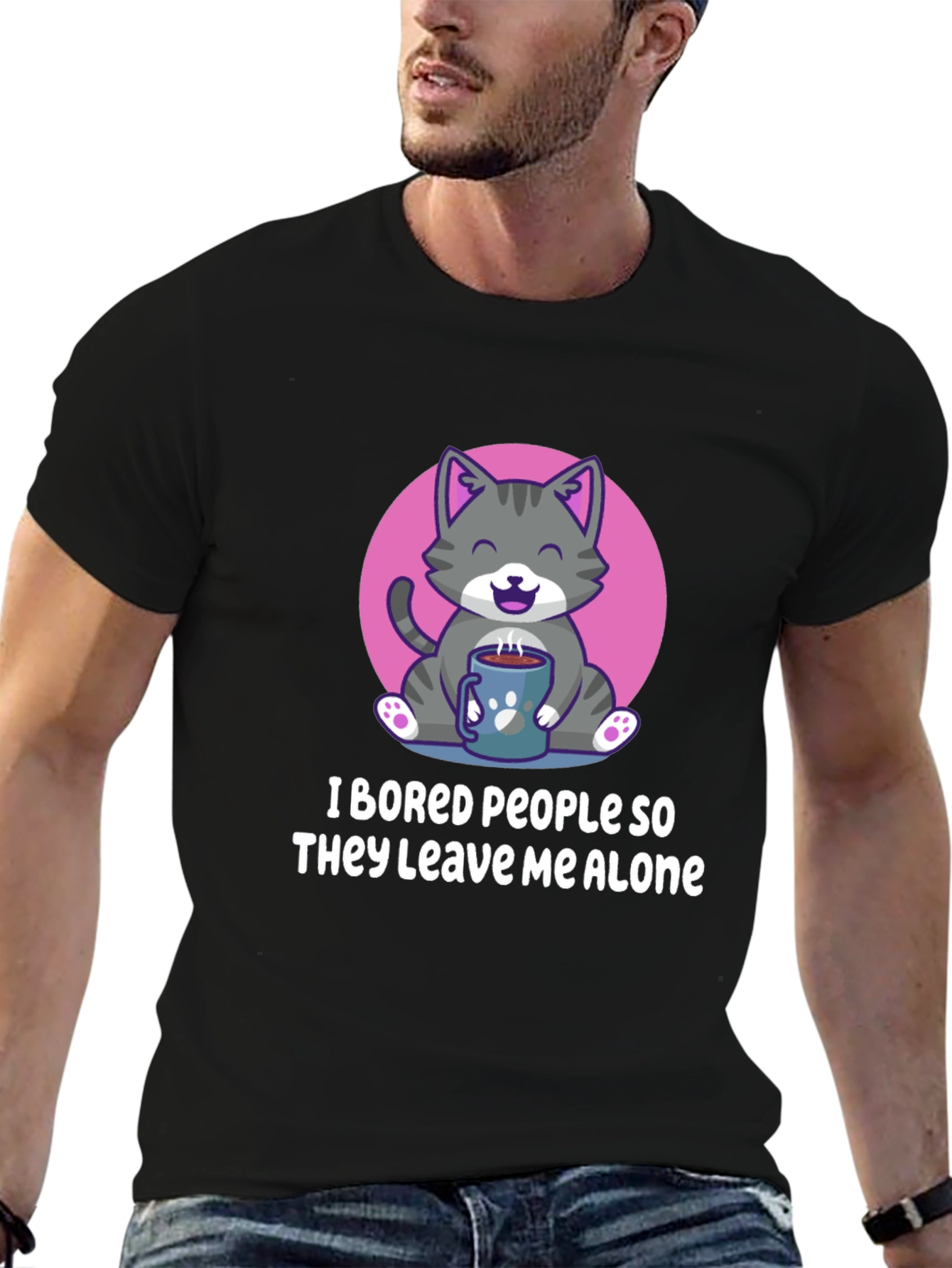 Funny Cat I Bored People Graphic Tee