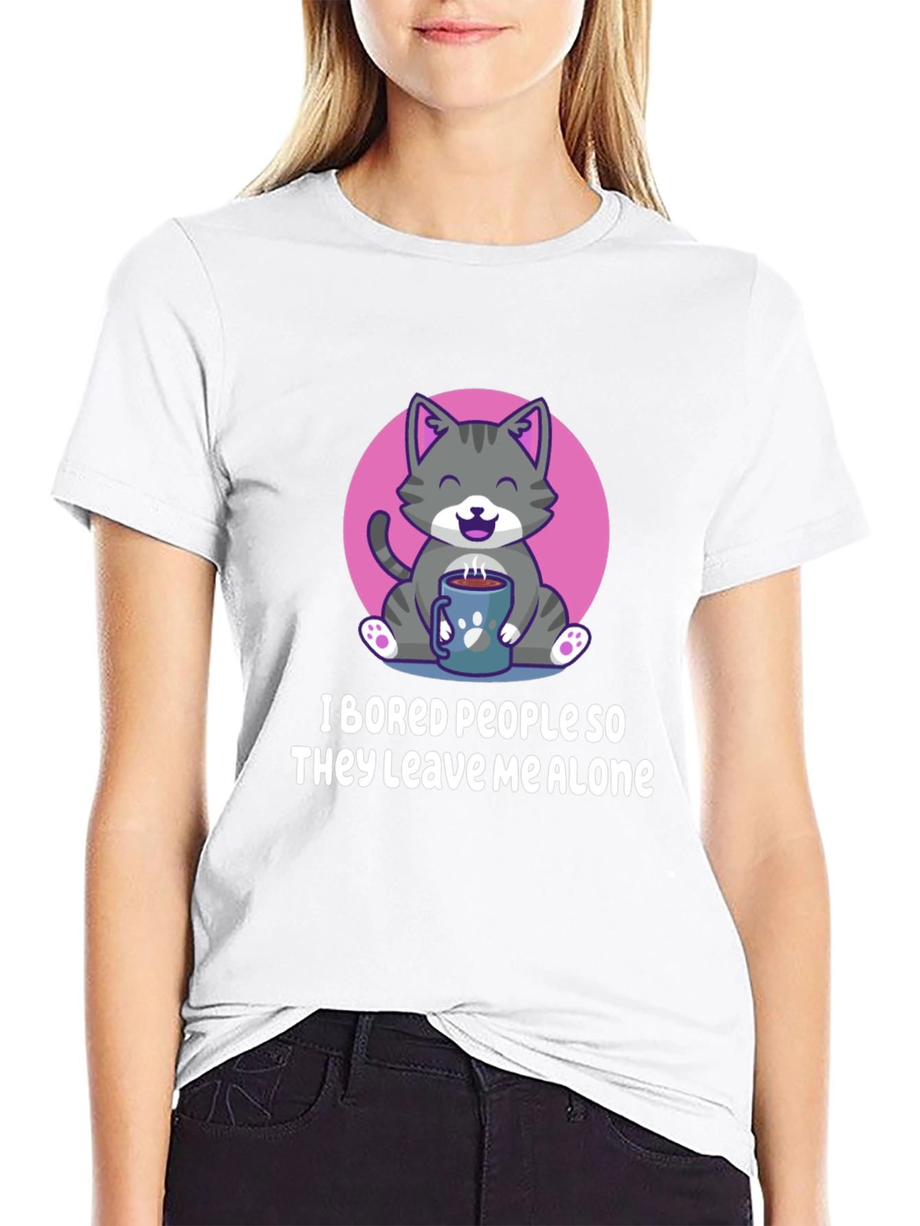 Funny Cat I Bored People Graphic Tee