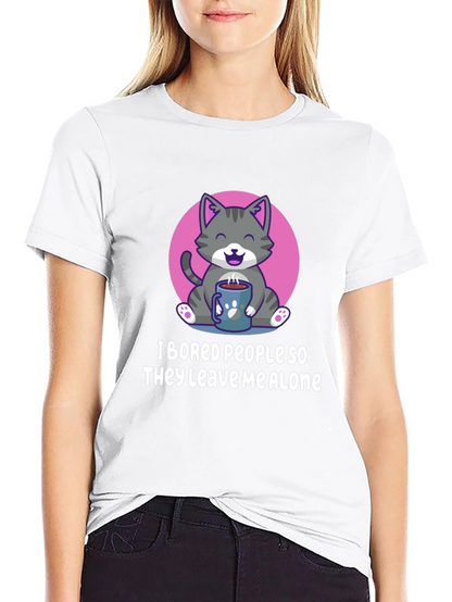 Funny Cat I Bored People Graphic Tee