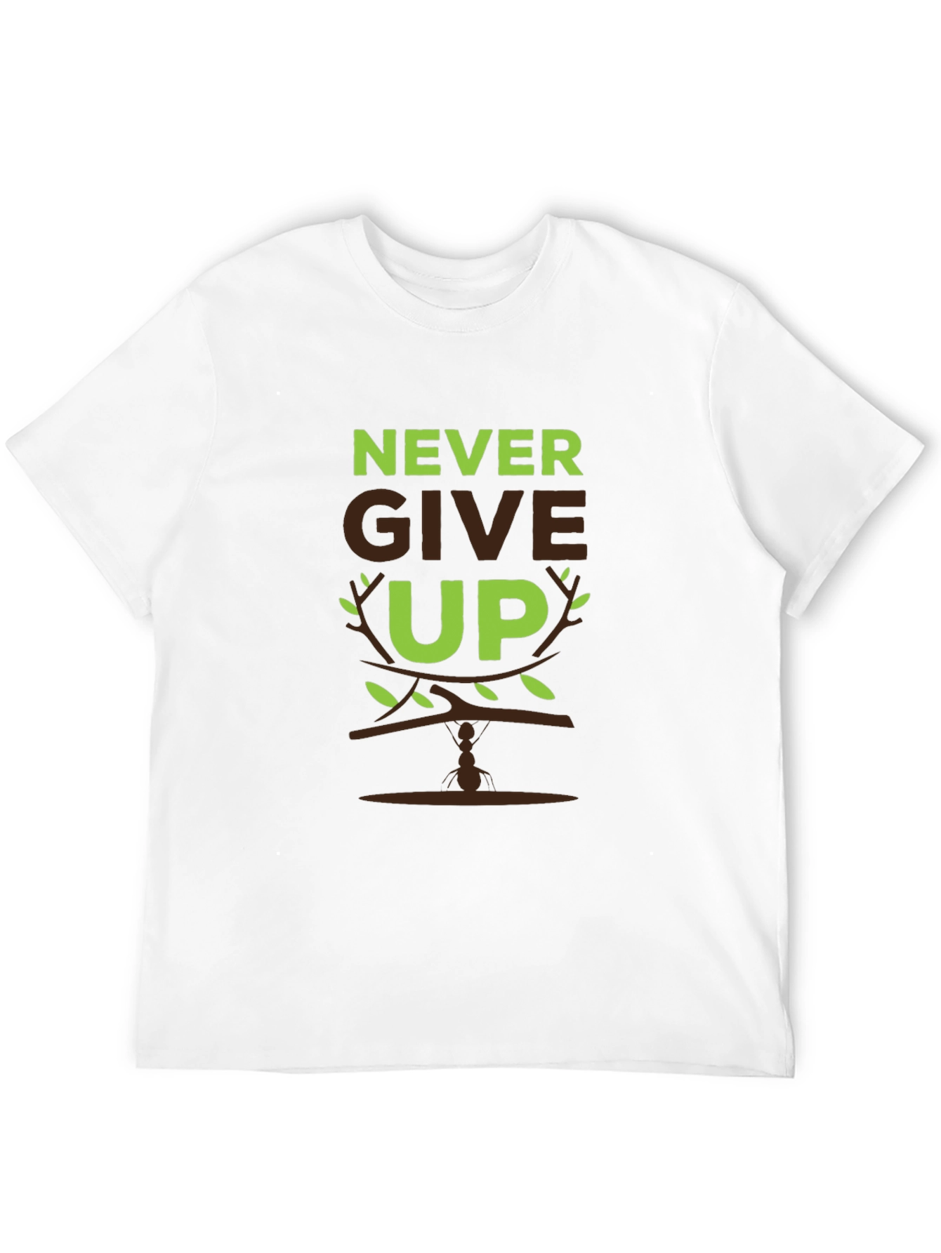 Never Give Up Graphic Print Mens T-Shirt