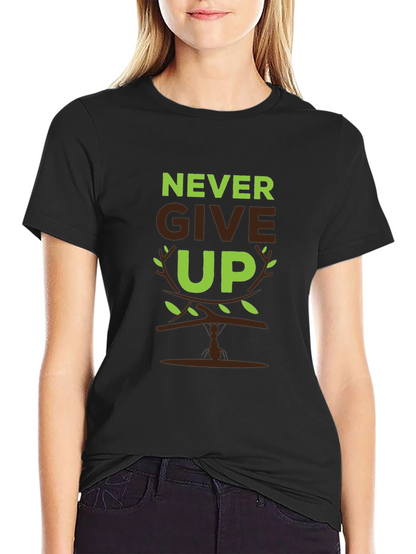 Never Give Up Graphic Print Mens T-Shirt