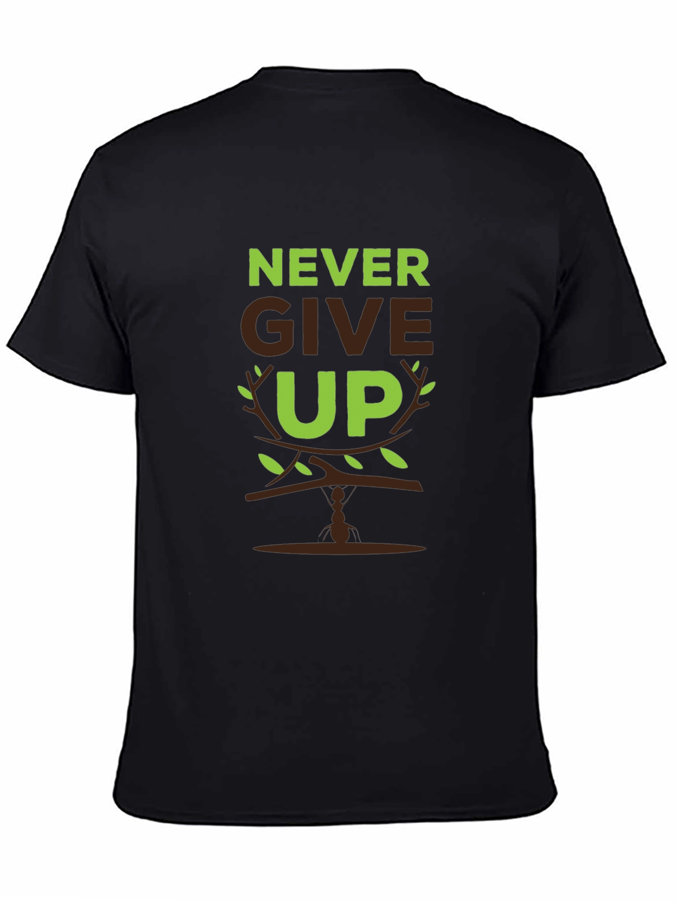 Never Give Up Graphic Print Mens T-Shirt