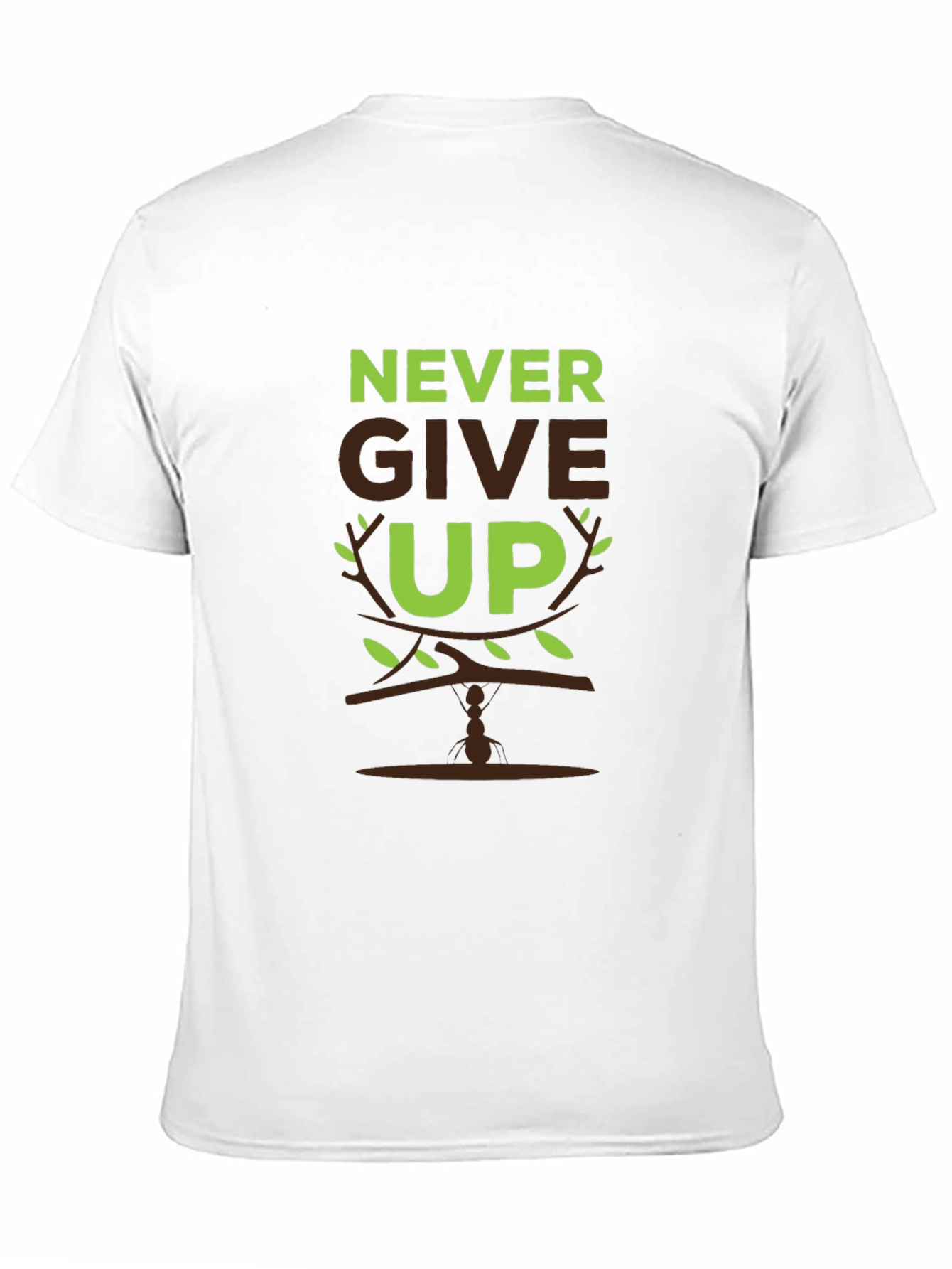 Never Give Up Graphic Print Mens T-Shirt