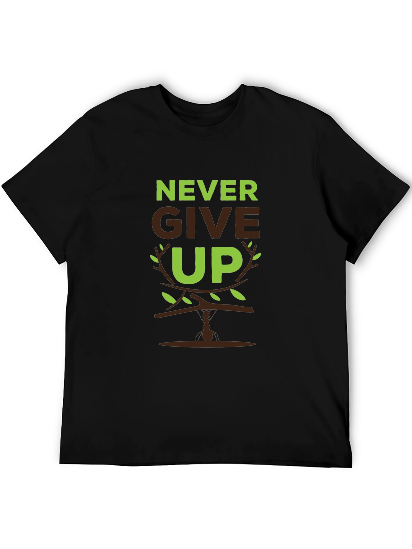 Never Give Up Graphic Print Mens T-Shirt