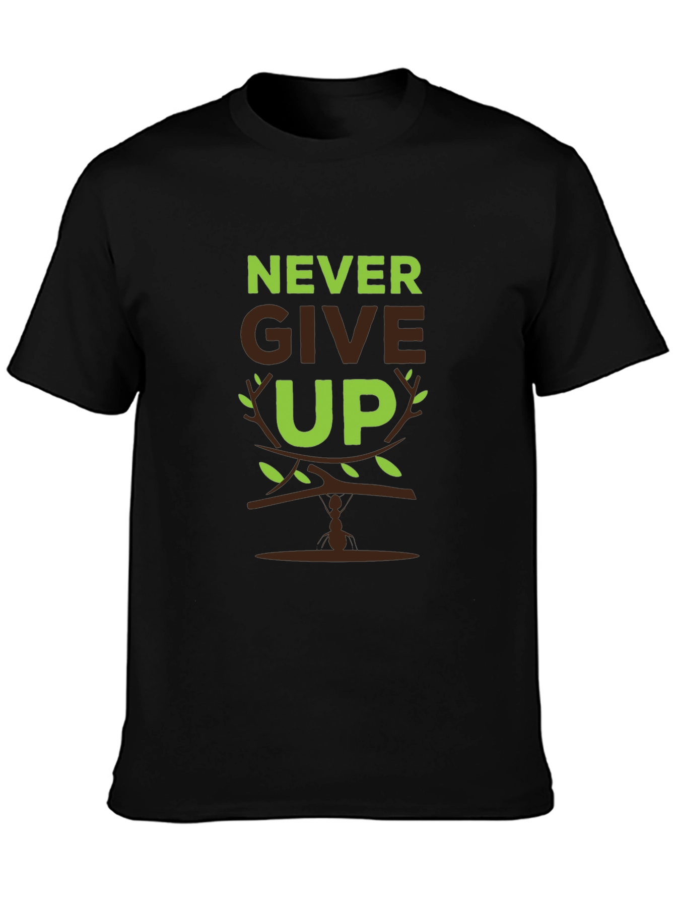 Never Give Up Graphic Print Mens T-Shirt