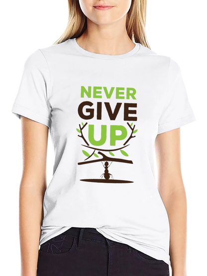 Never Give Up Graphic Print Mens T-Shirt