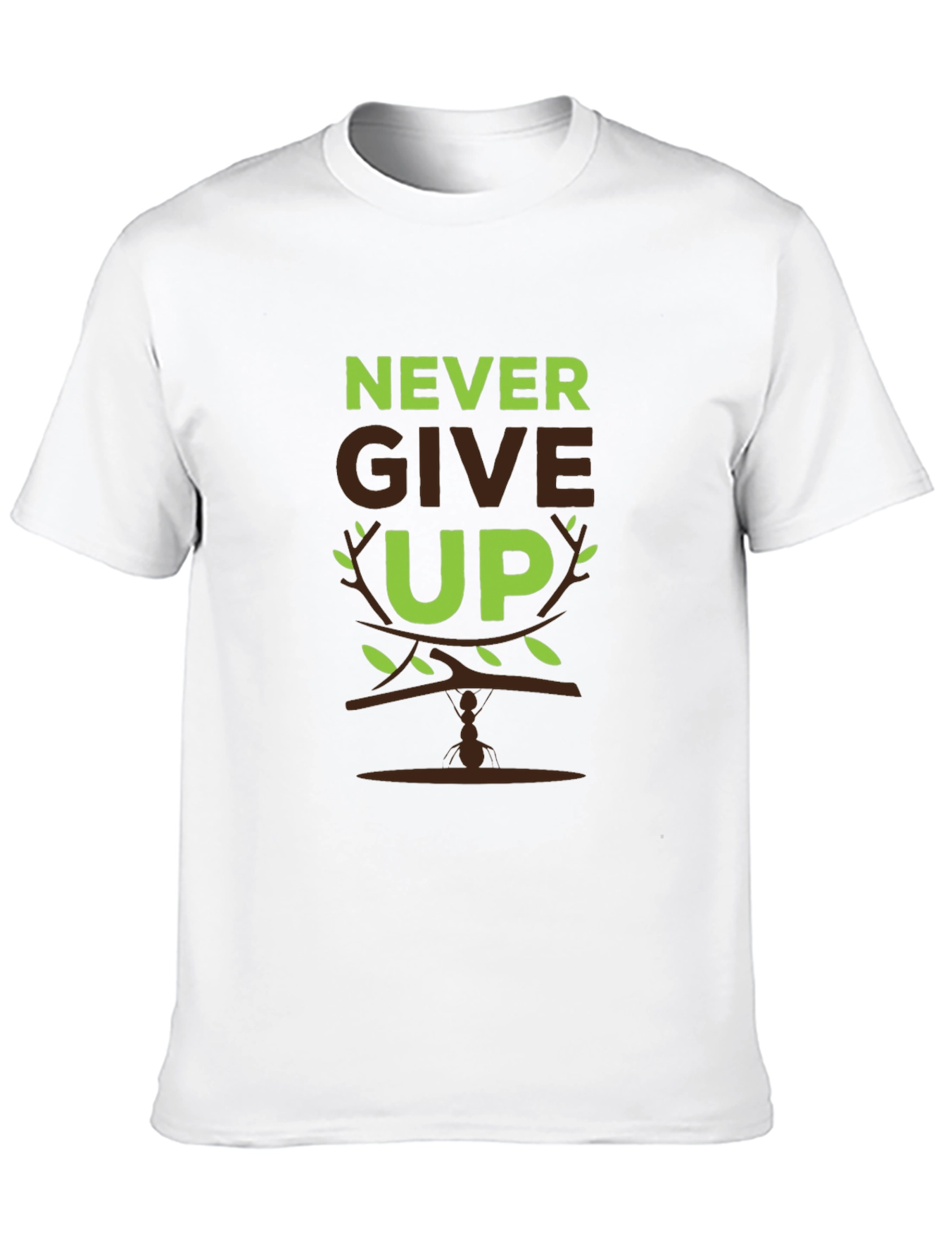 Never Give Up Graphic Print Mens T-Shirt
