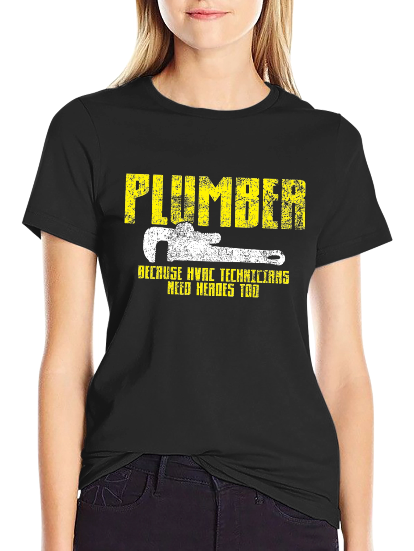Plumber HVAC Technicians Hero Black Graphic T-Shirt