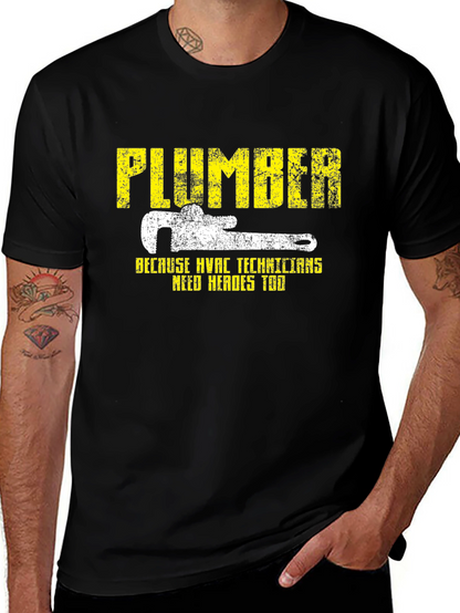 Plumber HVAC Technicians Hero Black Graphic T-Shirt