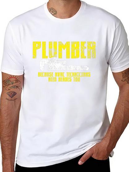 Plumber HVAC Technicians Hero Black Graphic T-Shirt