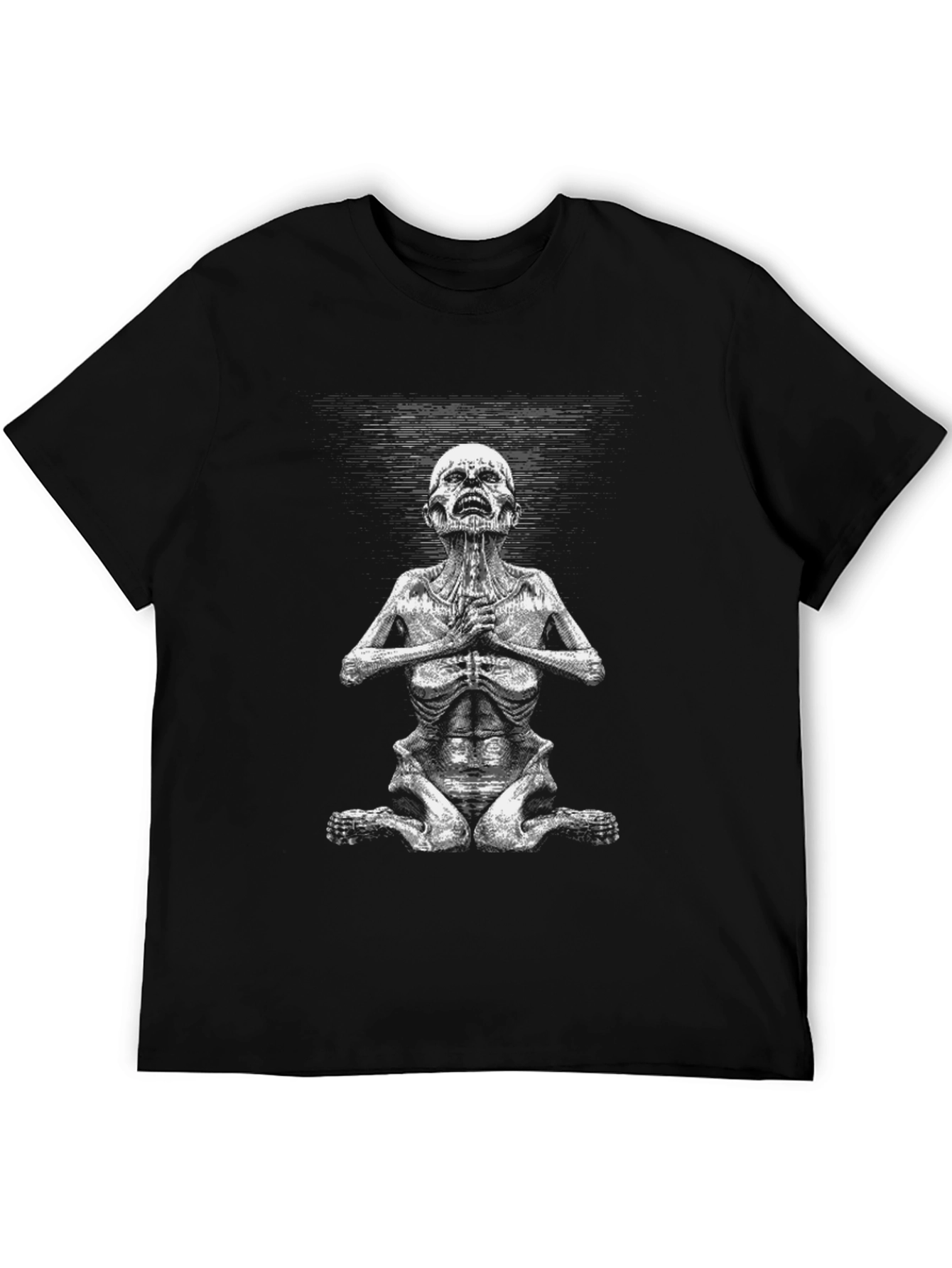 Yoga Skeleton Graphic Tee - Black Cotton T-Shirt
