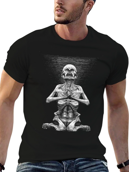 Yoga Skeleton Graphic Tee - Black Cotton T-Shirt