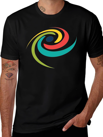 Modern Swirl Graphic Tee - Black Cotton T-Shirt