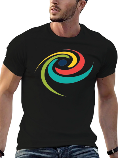 Modern Swirl Graphic Tee - Black Cotton T-Shirt