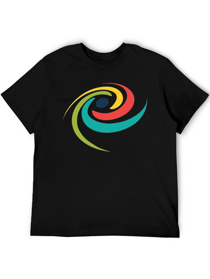 Modern Swirl Graphic Tee - Black Cotton T-Shirt
