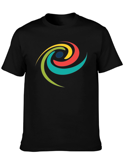 Modern Swirl Graphic Tee - Black Cotton T-Shirt
