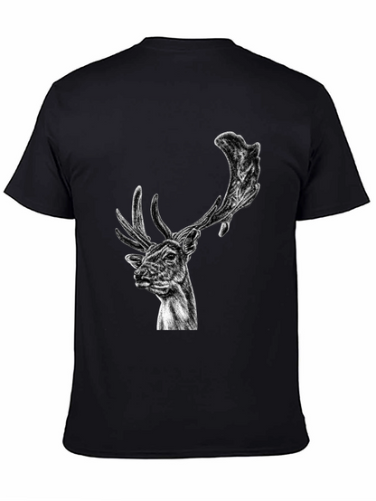 Black Deer Graphic Tee - Wildlife Art Shirt