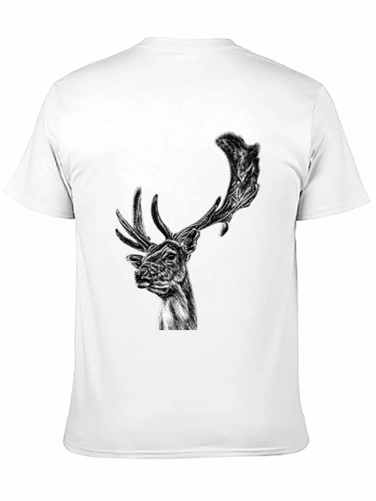 Black Deer Graphic Tee - Wildlife Art Shirt