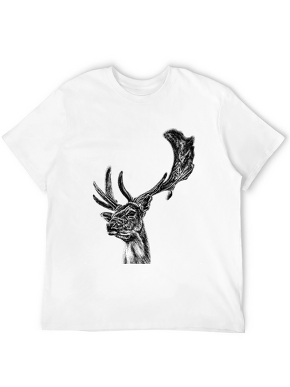Black Deer Graphic Tee - Wildlife Art Shirt